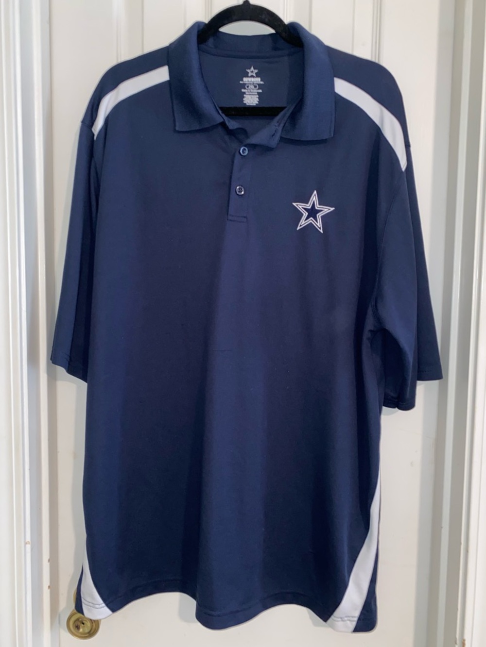 Dallas Cowboys Men's Navy Polo with White‎ Panels and Star Chest Logo